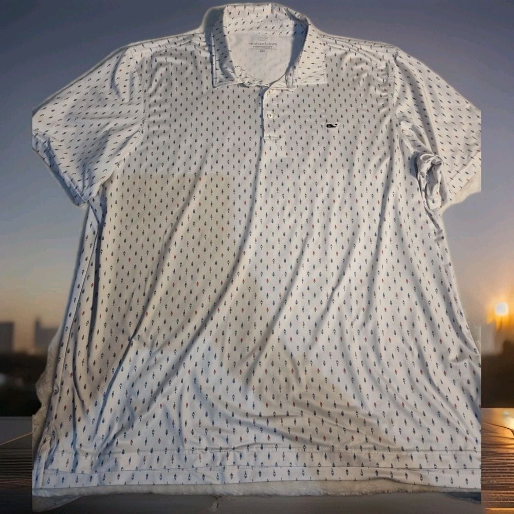 Vineyard Vines Golf Polo Shirt Men XXXL White AOP 1763